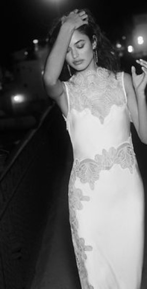 knee length dresses for ladies Stratus Lace High Neck Maxi Dress | Ivory | Dresses main image 1