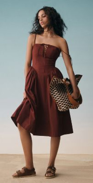 Sunday in Brooklyn - Sleeveless Corset Midi Dress