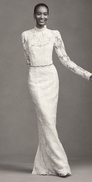 Chapman Jules Long-Sleeve Turtleneck Lace Column Maxi Dress