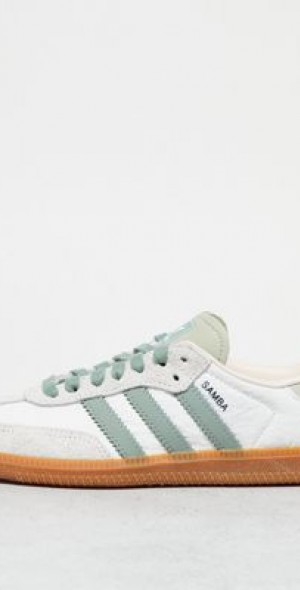 adidas gazelle silver green womens KIDS ADIDAS SAMBA OG EL I (WHITE/GREEN/GUM)
