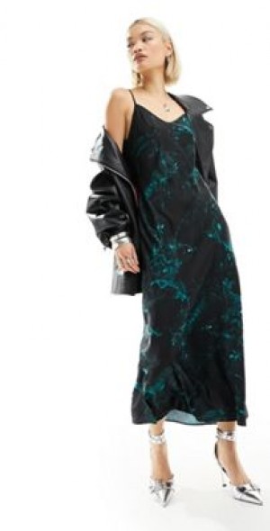 green emerald velvet dress All Saints Breath- 100% Silk Satin French Gothic V Neck Slip Dress Pat –  The Photographist Home main image 1