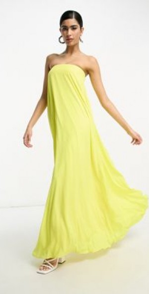 fitted lace wedding dress MILVA MI Neon Yellow + White Striped Summer Maxi Dress – Timeless main image 0