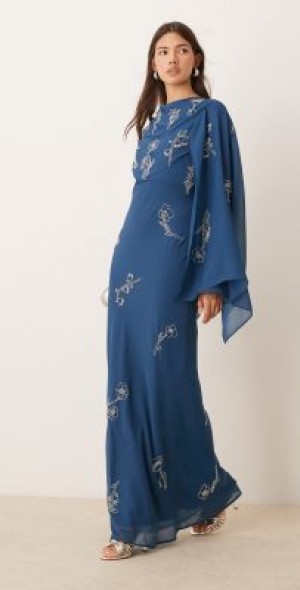 asos design floral dress ASOS DESIGN one-shoulder draped maxi dress in pink floral print