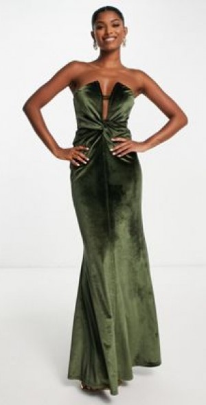 asos green velvet maxi dress ASOS Design Dresses