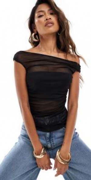 asos black off the shoulder top