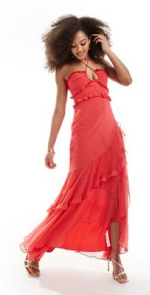 halter neck ribbed dress MIKUTA | The Black Halter Long Knit Dress | Designer Clothes & Apparel | L
