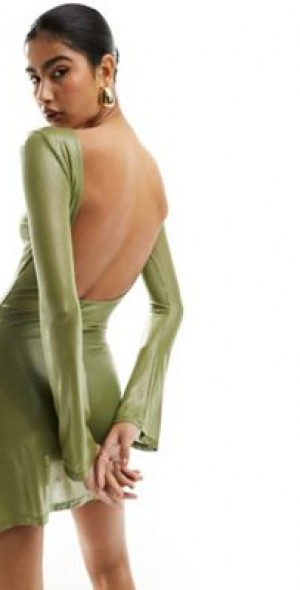 blue dress for baby girl Rent Asos Edition All Over Sequin Backless Drape Midi Dress In Sage Green