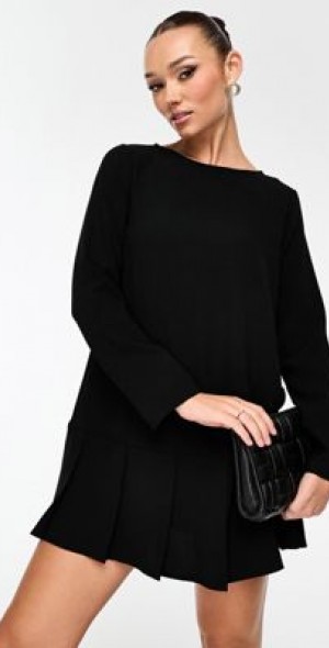 green emerald velvet dress Louisa Long Sleeve Slinky Maxi Dress - Black