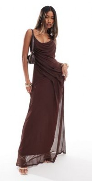 fitted lace wedding dress Scarlette Brown Maxi Dress main image 1