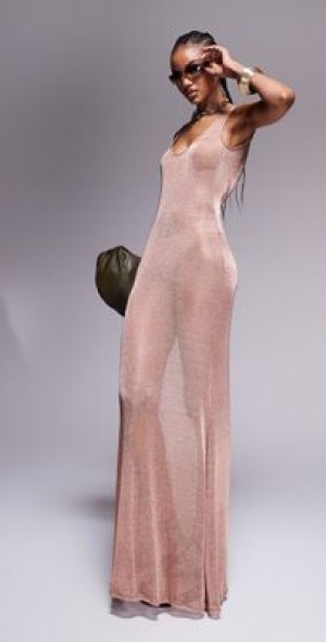 knee length dresses for ladies Rent ASOS DESIGN Metallic Jacquard Mini Dress With Open Back And Cut Out  Waist In Lilac main image 0