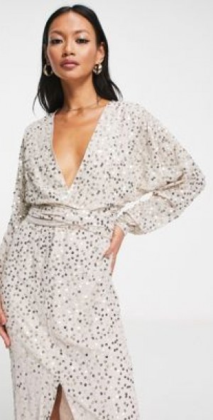 green emerald velvet dress 122822 Abricot Sequin Batwing Top Midi Dress – UNIK-ELEGANCE main image 1