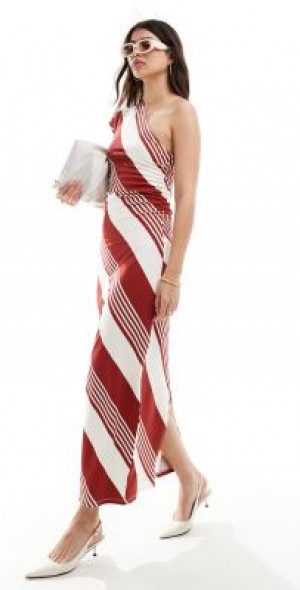 asos red stripe dress ASOS DESIGN knit summer maxi dress in red stripes