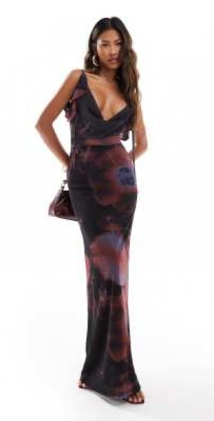 green emerald velvet dress Women's Blush Cowl Neck Midi Dress main image 0