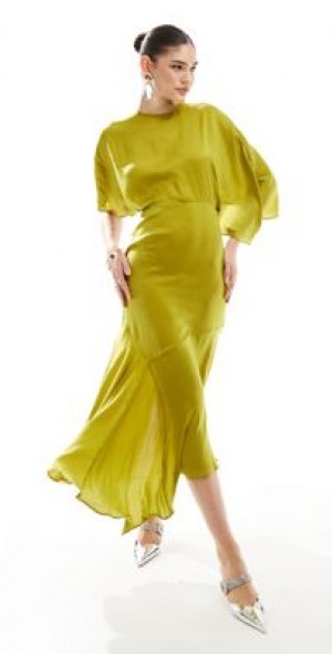 slim fit dress slacks Misha Brooks Satin Midi Dress - Island Green main image 1