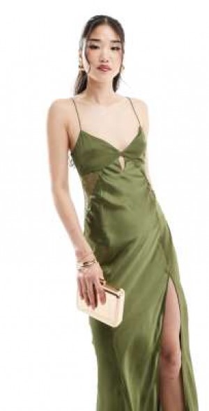 lace slip dress maxi Luma Slip Midi Dress in Black Silk Organza Lace – Gabriela Hearst main image 1