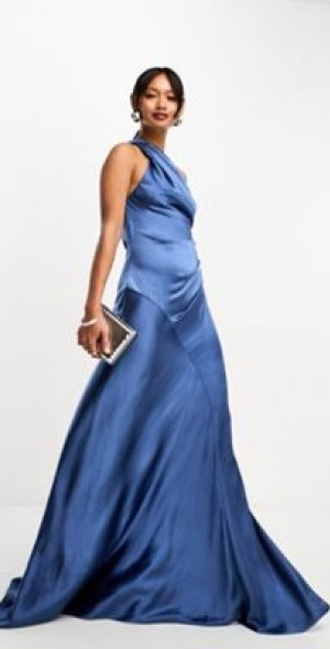 satin twist shoulder maxi dress Twisted Shoulder Maxi Dress