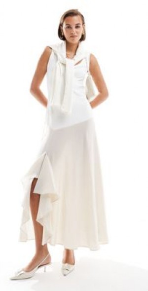knee length dresses for ladies The Cupro Silky Slip Midi Dress Large / Black main image 1