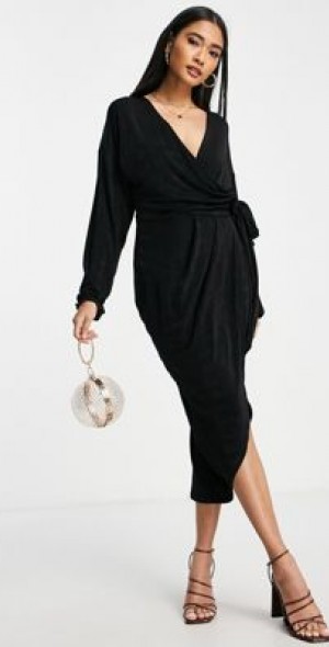 asos black wrap dress DESIGN Size:US 14W ensuring you stand out Long draped sequin dress 25xsoct2