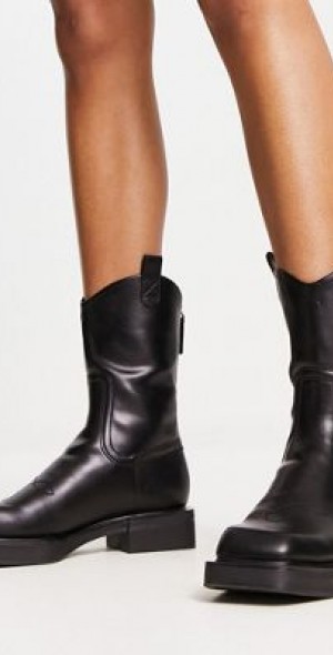 Charles Keith Charles and Keith square toe western boots in black
