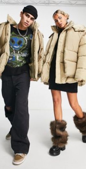 Collusion COLLUSION Unisex 2-in-1 puffer coat with attached vest