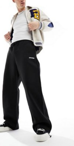 Dr Denim Kyro wide leg heavyweight sweatpants in black