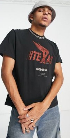 Jaded London - oversized t-shirt in black with texas print