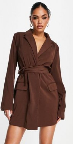 chocolate brown blazer dress Brown Polka Dot Starlight Midi Dress main image 0