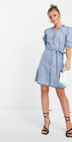 lipsy denim shirt dress Buy Lipsy Bleach Wash Sleeveless Denim Belted Shirt Dress from Next USA