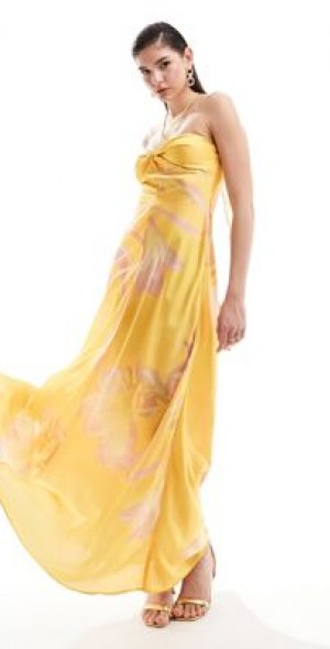 slim fit dress slacks Midi Yellow Halter Summer Dress with Side Pockets– PromGirl