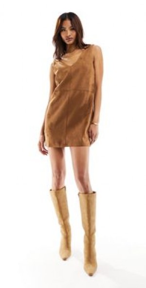 mango brown dress mini Mango asymmetric sleeveless mini dress in brown