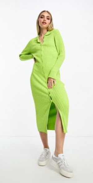 monki knit dress Monki Long Sleeve Knit slim fit Maxi Dress in Black