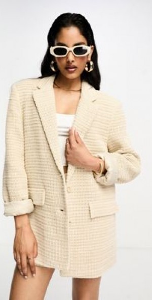 NA-KD crochet oversized blazer in sand part of a set-Neutral