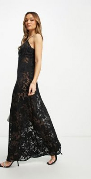 NA-KD - x Mimi A.R. strap detail 90s midi dress in black floral