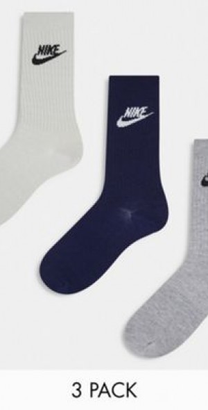 Nike - Everyday Essential 3 pack crew socks in multi-Neutral