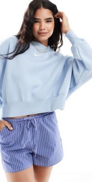 Nike Phoenix Fleece oversized cropped sweatshirt in light blue