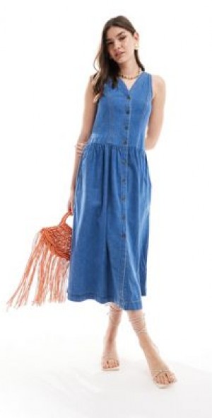 white christmas dresses Blue Denim Paisley Eden Mini Dress main image 1