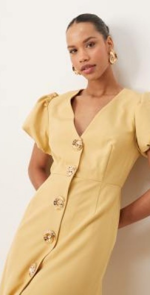 slim fit dress slacks Alexis Butter Yellow Tweed Dress – The Dadgum Debutante Boutique main image 1