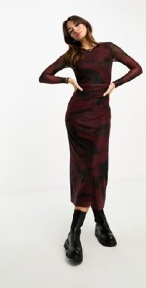 stradivarius mesh maxi dress Stradivarius