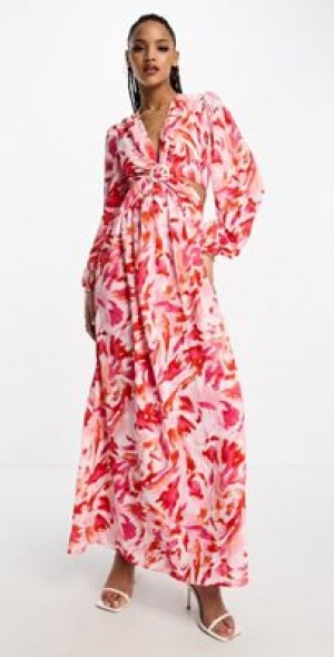white christmas dresses Pink and Red Maxi Dress main image 0