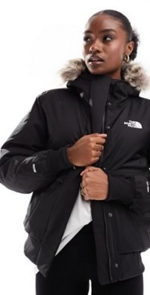 The North Face - Arctic bomber jacket with faux fur trim in black