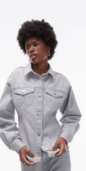 Topshop - denim cinched shirt in cloudy blue