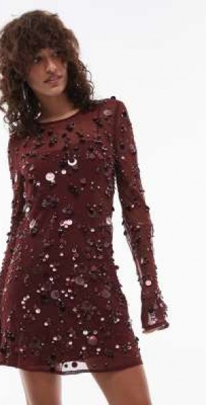 topshop red mini dress Topshop - Dropped Waist Peplum Hem Mini Dress - Women - Polyester - 8 US