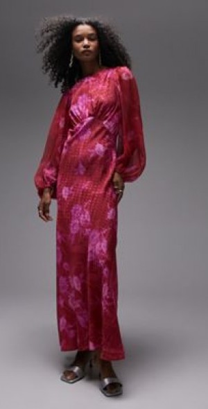 knee length dresses for ladies Rent Topshop Floral Print Cami Midi Dress In Multi main image 1