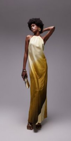 green halter neck dress topshop Topshop Women's Floral Halter Neck Maxi Dress | UK12 main image 1