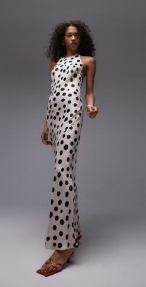 Topshop shoulder pad sleeveless maxi dress in olive