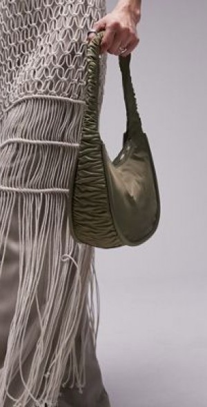 Topshop Nancy nylon shoulder bag in olive-Green