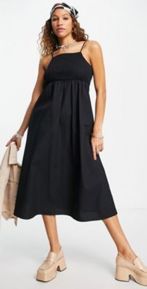 topshop shirred midi dress Topshop - Shirred Poplin Midi Dress - Women - Cotton - 10 Us