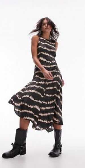 topshop tie dye midi dress TOPSHOP Tie Dye Ribbed Jersey Midi Polo Dress