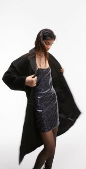 chinese dress ladies Topshop Twist Back Long Sleeve Satin Occasion Maxi Dress In Black
