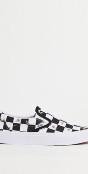Vans Classic Slip-On Bee Check sneakers in black/true white